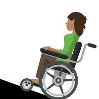 Woman in wheelchair going up a ramp